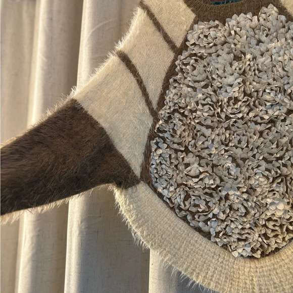 Egoist Sweater Multi-material with Pedal like design, stripes and mohair look. - Picture 7 of 12